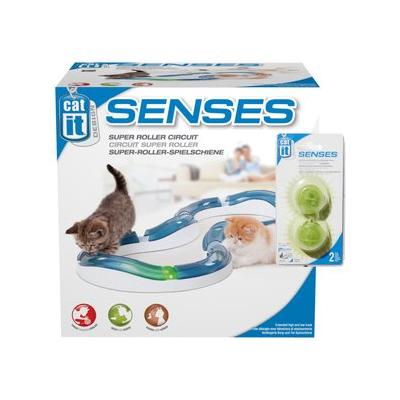 Catit Design Senses Circuit, Super Roller + Design Senses Circuit Motion Activated Illuminated Balls Cat Toy, 2 count