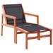 vidaXL Patio Lounge Chair Gray Solid Wood Eucalyptus and Textilene