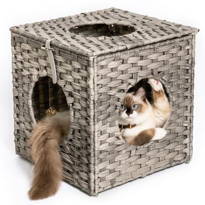 Cat Bed with Rattan Ball and Cushion
