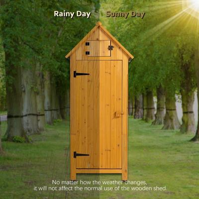 Waterproof Asphalt Roof Storage Wooden Shed with Latch for Garden Yard, Natural