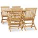 vidaXL 5 Piece Patio Dining Set Solid Wood Teak - 47.2" x 27.6" x 29.5"