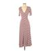 525 America Casual Dress - Wrap: Red Stripes Dresses - Women's Size X-Small