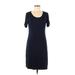 PREMISE Casual Dress - Sheath Scoop Neck Short sleeves: Blue Print Dresses - Women's Size Medium