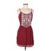 Garage Casual Dress - A-Line Scoop Neck Sleeveless: Red Print Dresses - Women's Size Medium