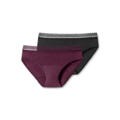 Periodenslip SCHIESSER "Secret Care", Damen, Gr. 42/44, lila (908, lila, schwarz), Single Jersey, Obermaterial: 54% Baumwolle, 25% Lyocell, 15% Polyester, 2% Elasthan, 2% Polyurethan, 2% sonstige Fasern, unifarben, körpernah, Unterhosen, mit... Image