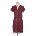 Hoss Intropia Cocktail Dress - Mini V-Neck Short sleeves: Burgundy Print Dresses - Women's Size 36