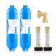 BELVITA RV Inline Water Filter with Solid Brass 90 Degree Hose Elbow, Eliminates Stress and Strain On RV Water Intake Hose Fittings(2 Pack)