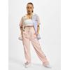 Stoffhose FUBU "Fubu Damen FW222-012-1 FUBU Corporate Satin Track Pants", Damen, Gr. M, US-Größen, rosa (rose), 100% Polyester, unifarben, normal, Hosen