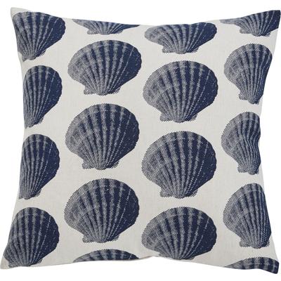 Dekokissen DONE. "Sea Shell", bunt (beige, blau), B:45cm L:45cm, Viskose, Baumwolle, Leinen, Dekokissen_Sitzkissen_Kissenhüllen, Bedruckte Kissenhülle Image