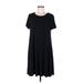 Ann Taylor LOFT Casual Dress - Shift Scoop Neck Short sleeves: Black Solid Dresses - Women's Size Medium