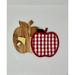 Drew DeRose Designs Red Gingham Apple Potholder w/ Apple Shaped Cutting Board Wood in Brown | 8 H x 8 W x 1 D in | Wayfair 31864