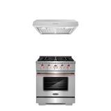 Cosmo 2 Piece Kitchen Appliance Package w/ 30" Gas Freestanding Range, & Under Cabinet Range Hood | Wayfair COS-3PKG-514
