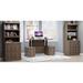 Hokku Designs Junxian Sit-Stand Storage Desk w/ Two File Drawer Bookcases Wood in Gray | 57 W x 28 D in | Wayfair A596A135F8A84389B63F2A004605E043