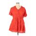 Torrid Casual Dress - Mini V Neck Short sleeves: Red Print Dresses - Women's Size 1X Plus