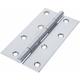 Timco Steel Narrow Pattern Uncranked Fixed Pin Butt Hinge - 127 x 65 x 1.7mm (Bright Zinc) (2 Pack)