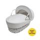 Kinder Valley - White Waffle with Bows Moses Basket Bedding Set Dressings with Quilt, Padded Liner, Body Surround and Adjustable Hood - White