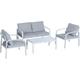 4pcs Garden Sectional Loveseat Chairs Table Furniture w/ Cushion White - White - Outsunny