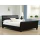 Furniturestop - Smart Modern Faux Leather Frame Sleigh Bed - Black - Spring Memory Mattress 5ft - Black