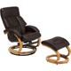 Faux Leather Recliner Chair with Footstool Massage Heated Swivel Brown Force - Light Wood