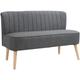 HOMCOM Modern Double Seat Sofa Compact Loveseat Couch Padded Velvet Wood Legs Grey - Grey