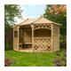 Sandringham Wooden Garden Gazebo Shelter Seat Bench Natural Timber - Rowlinson