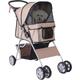 Pawhut - Pet Stroller for Small Miniature Dogs Foldable Travel Carriage Cup Holder Brown - Brown