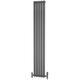 Traderad Elliptical Tube Steel Anthracite Vertical Designer Radiator 1800mm x 295mm Single Panel - Central Heating - Anthracite