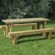 Rustic Sturdy 1.8m Garden Refectory Table and 2 Benches Outdoor Dining Furniture Set