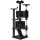 Yaheetech 61.5"H Cat Tree Tower with 2 Condos & 2 Fur Balls & 3 Scratching Posts, Black - black