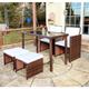Uniquehomefurniture - Rattan Garden Set Outdoor Glass Bar Dining Table 2 Chairs Stools Patio Furniture