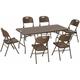 Outsunny - Outsuny hdpe Molding Design Resin Rattan Dining Set, Foldable Table & Chairs - Dark brown