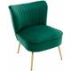 Velvet Accent Chair Occasional Tub Chair for Living Room Bedroom, Green