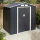 Rowlinson Trentvale 6x4 Metal Apex Shed Dark Grey Garden Storage Unit Lockable