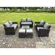 8 Seater Dark Grey Mixed High Back Rattan Sofa Set Square Coffee Table Garden Furniture 2 Seater Sofa Chairs Outdoor Patio Stools - Fimous