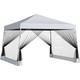 Outsunny 3 x3 x2.6m Folding Pop-up Garden Gazebo W/Mosquito Netting White - White