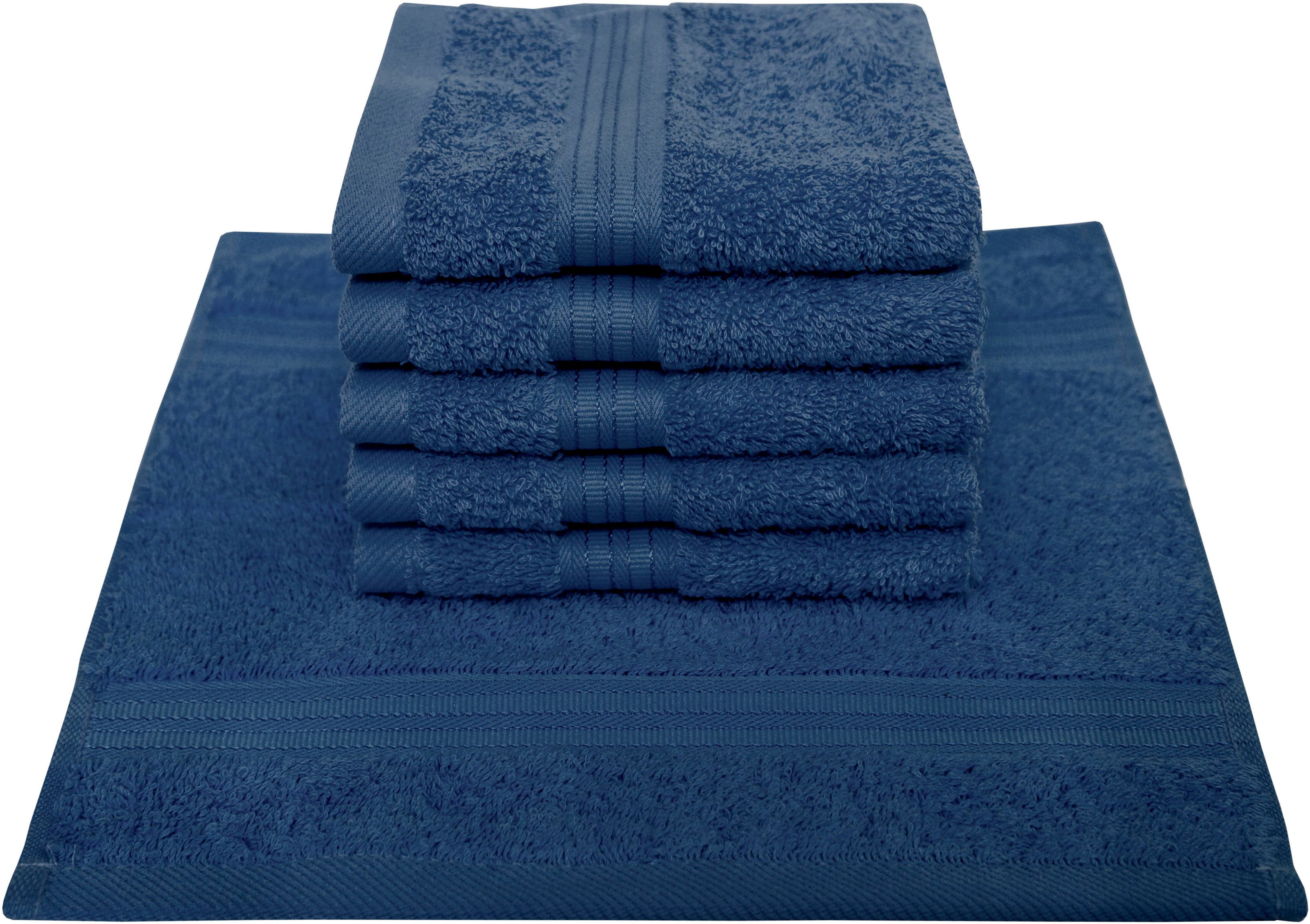 Seiftuch DYCKHOFF "Siena", blau (tintenblau), B:30cm L:30cm, Frottier, Waschlappen, mit Bordüre Image
