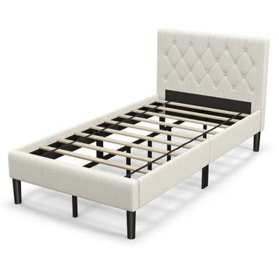 Costway Twin Size Upholstered Platform Bed with Bu...