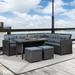 6-Piece Outdoor Patio Furniture Set for 7, Sectional Seating with Tempered Glass Coffee Table & Plush Cushions