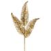 Vickerman 24.5" Gold Feather Fern Glitter Spray, 6 per bag.