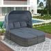 Outdoor Patio Multifunctional Furniture Set Daybed Sunbed, Conversation Sets with Flip-type Canopy and Lift Top Coffee Table