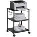 Printer Cart 3-Tier Rolling Printer Stand with Hooks, Lockable Wheels