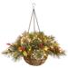 20-inch Wintry Pine Hanging Basket with 35 Warm White LED Lights