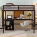 Twin Loft Bed w/Desk&Writing Board, Wooden Bed w/2 Drawers Cabinet