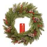 24" Feel Real® Bristle Berry Wreath with Single Candle - 2 Foot