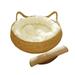 Cat Bed Basket Cat House Durable Dog Bed Four Seasons Washable Cat Lounge Kennel Nest Cat Scratching Board for Large Cats Kitten Accessories White Pillow 38x13cm