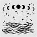 Oceam Sea Wave Painting Stencils Cresent Moon Star Templates Stencils for Art Painting on Wood Scrabooking Cardmaking and Wall Decoration