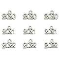 100 Pcs Antique Silver Number Jewelry Accessories 2020 2021 2022 Charms Year Letter Pendant for DIY Jewelry Accessory Making (Random Style)