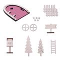 Rdeuod 9 Pcs Mini Doll House Christmas Decoration Miniature Christmas Scene Dollhouse Christmas Set for Christmas Pink