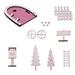 Rdeuod 9 Pcs Mini Doll House Christmas Decoration Miniature Christmas Scene Dollhouse Christmas Set for Christmas Pink