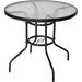 32 Outdoor Dining Table Patio Tempered Glass Table Patio Bistro Table Top Umbrella Stand Round Table Deck Garden Home Furniture Table Dark Chocolate